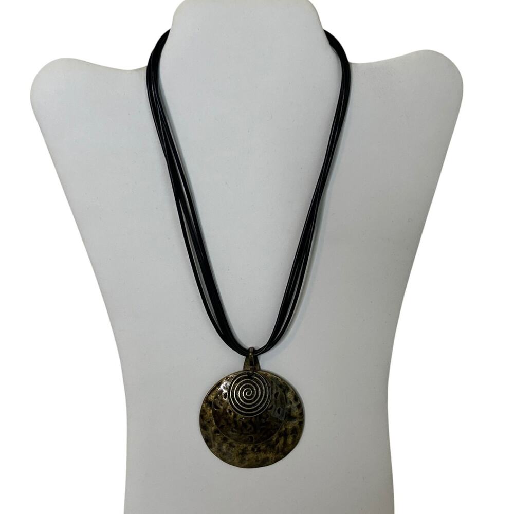 Premier Designs Interchangeable Pendant Necklace Multi-Strand Black Cord Boho
